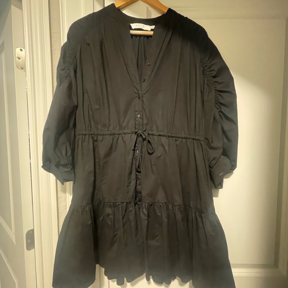 ASTR The Label black button down dress.